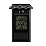 ALLOMN Gewächshaus Thermometer, Wasserdicht Digital Max Meine Gewächshaus Thermometer-Monitor 0,1 ° C Auflösung, -20-50 ° C Temperaturbereich, Wandmontage Batteriebetrieben (Schwarz)