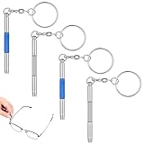 4 Stück Mini Brillen Schraubendreher 3 in 1 Brillen-Reparatur-Schraubendreher Set Tragbar Edelstahl Screwdriver Schlüsselbund Precision Reparatur Set Schlüsselbund für Sonnenbrillen Uhren Reparatur