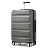 KONO Koffer Trolley Groß Erweiterbares Hartschalengepäck Leichte Koffer XL mit TSA-Schloss und 4 Doppelspinnrollen ideal für Reisen und Business 75x47.5x29.5cm, Grau