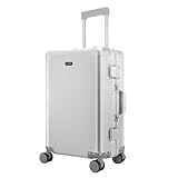 Simcat Alles Aluminium Reisekoffer, großer Hartschalen-Koffer, Airlines genehmigter Handgepäckkoffer mit TSA-Schlössern, geräuschlosen Rädern (Silber, 35x21x56cm)