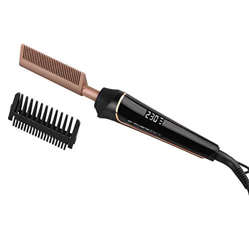Haarglätter Bürste Keramikbeschichtung, Hot Comb für Afro Hair , 80 ℃ -230 ℃ Temperatur Einstellbar mit LCD Anzeige, 30 Sekunden schnelles Aufheizen, Anti-Verbrühung