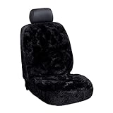 eSituro SCSC0140 universal ökologisch Lammfellbezug Sitzbezug Sitzbezüge für Auto aus echtem Lammfell schwarz