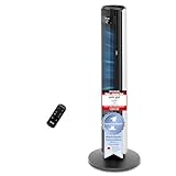 Levoit Turmventilator Ventilator groß, Ventilator leise Fan mit DC Motor, 7,9m/s Ventilator mit Fernbedienung, 90° Oszillierender Ventilator mit Kühlung, Standventilator 4 Modi 12 Stufen 12 Std Timer