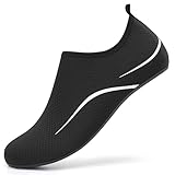 Badeschuhe Männer Frauen Wasserschuhe Neoprenschuhe Strandschuhe Aquaschuhe Surfschuhe Schwimmschuhe Barfuß Schuhe Bequem Pantoffelen (Schwarz,34 EU)
