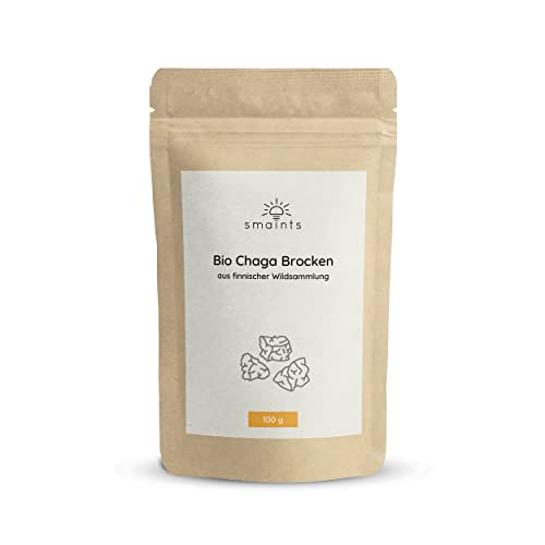 Bio Chaga Pilz Brocken - Wildsammlung aus Finnland - Für Chaga Tee in Bio-Qualität - Naturbelassen, unbehandelt und frei von Schadstoffen - 100 g