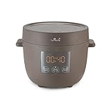 Yum Asia Tsuki Mini-Reiskocher mit Shinsei-Keramikschüssel (2,5 Tassen, 0,45 Liter), 5 Reiskochfunktionen, 2 Multicooker-Funktionen, verstecktes LED-Display, 220–240V (Pebble Grey)