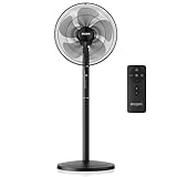 Brandson - DC Standventilator energiesparend ECO - Preisträger 2025 - sehr leise - mit Fernbedienung - Brushless Silent Motor - Oszilation 80° - Ventilator Timer – 12 Stufen