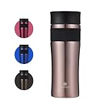 SANTECO Kaffee-Reisebecher 510 ml, Thermosflasche aus Edelstahl, Isolierflasche für Heißgetränke, auslaufsichere Thermoskanne-Sekt