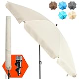4smile Strandschirm SunnyJoy, Ø 180 cm Beige - UPF 50+ Sonnenschirm Strand mit Hülle, Sonnenschirm Balkon - Strandschirm windfest stabil, platzsparender Balkon Schirm als Ersatz für Kurbelschirm
