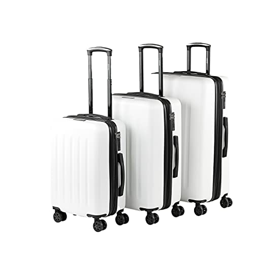 SKPAT - Leicht Koffer Set ABS Reisekoffer Set für Flugreisen - Dauerhaft Hartschalenkoffer Set - Kofferset Hartschale mit TSA Kombinationsschloss - Robuster und Leichter Reisekofferset Kof, Milch Weiß