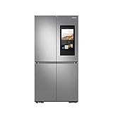 Samsung RF65A977FSR/EF French Door Kühlschrank, 183 cm, 637ℓ, Family Hub, 21,5“ Touchscreen & Lautsprecher, Innenliegendes Beverage Center mit Dual Water Dispenser und Dual Ice Maker, Edelstahl