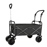 Bollerwagen Faltbar 150L Gartenwagen Bollerwagen Schwerer Transportkarre Faltbar, Handwagen Klappbar Mit Schiebebügel, Für Einkauf, Camping, Outdoor(/Black)