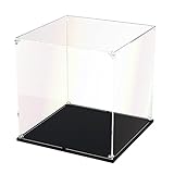 DOFOPO Klar Acryl Vitrine Selbstmontierbare Schaukasten Acryl Box für Sammlerstücke Staubdichte Präsentationsbox mit Schwarzer Basis 30 x 30 x 30 cm