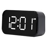 Acouto LED Digitale Wecker 6 Stufen Einstellung Helligkeit USB 12/24 Stunden Kleiner Wecker mit Snooze für Schlafzimmer Büro Grünes Licht Schlaf. und in der Warteschleife Digitaler Warn (weißes Licht)