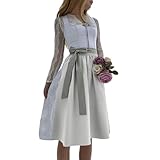 DRALOFAO Dirndl Midi, Dirndl Damen Retro Dirndelkleider Midi Trachtenkleid Trachtenmode Dirndlkomplettsets Oktoberfest Outfit Festlich Dirndlbluse Grosse Grössen Dirndlschürze Maxikleider