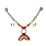STARTONYOU Kinderwagenkette Holz Baby, Kinderwagen Anhänger Baby Mobiles Kinderwagen Kette Für Babys, Kinderwagenkette Gehäkelt Design, Geschenk zur Geburt für Neugeborenen Mädchen Junge (Regenbogen)