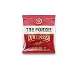 TRE FORZE! Espresso Caffè - ESE Pad 50 Stück - Pods - Traditionelle Röstung über Olivenholzfeuer In Handarbeit - Premium Kaffeepads E.S.E Pads (50 Stück je 7 g