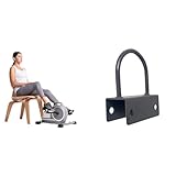 Sunny Health & Fitness Magnetic Under Desk Mini Exercise Cycle Bike, Dual Function + Unisex's U-Ring Attachment for Power Racks and Cages – SF-XFA005, Black, One Size