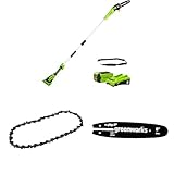 Greenworks Akku Hochentaster,20 cm Blattlänge, 8 m/s Kettengeschwindigkeit, 40V 2Ah Akku & Ladegerät + Greenworks 20cm Sägekette + Greenworks 20cm Führungsschiene für Kettensäge