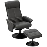 HOMCOM Relaxsessel mit Hocker Drehbarer Fernsehsessel mit Liegefunktion, TV-Sessel bis 150 kg belastbar, Liegesessel für Wohnzimmer, Schlafzimmer, Mikrofasertuch, Schwarz