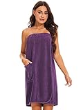 vislivin Bademantel Damen Frottee Saunakilt Saunatuch Frauen Sauna Kilt mit Druckknöpfen und Gummizug Purple XL