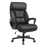 WOLTU Bürostuhl 200 kg Belastbarkeit, Ergonomischer Großer Computer Schreibtischstuhl, Chefsessel mit Kopfstütze, Drehstuhl mit Armlehnen, Bürosessel höhenverstellbar, Kunstleder, Schwarz, BS172sz