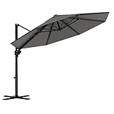 Devoko Sonnenschirm Ampelschirm 300 cm, Inkl. Abdeckung +Windsicherung,Drehbar Neigbar, UV-Schutz 50+ Gartenschirm,Dickeres Gestell mit Handkurbel 360° Drehbar,Grau