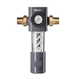 Finesky Rückspülfilter FDP-MT25 BPA FREE Filtergenauigkeit von 40 Mikron, 1 zoll Wasserfilter Hauswasserstation mit Manometer