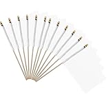Hölzerne Fahnenstange -10 Stück Handgehaltene Mini-Flagge Fahnenmast aus Holz 30 cm mit Speerspitze DIY 14 * 21 cm Graffiti weiße Fahne geeignet für Party Parade Feier Sportveranstaltung Dekoration