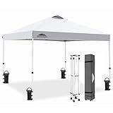 EAGLE PEAK 3x3m Pop-up Pavillion, Wasserdicht Faltpavillon Gartenzelt Markt Festival Sonnenschutz, mit Tragetasche mit Rollen (Weiß)