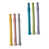 FUNOMOCYA 6 Stück Teiliges Beißring aus Lebensmittelechtem Material Hohler Molaren Strohhalm mit Ergonomischem Griff Vielseitig bei Zahnungsschmerzen Sicher für Neugeborene