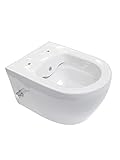 Aloni Spülrandloses Hänge WC mit integrierter Kalt- und Warmwasserarmatur und Taharet/Bidet/Dusch-WC Funktion Weiß