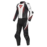 Dainese Lederkombi Laguna Seca 5 zweiteiler Motorradkombi Leathersuit, BLACK/WHITE/LAVA-RED, 60