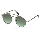 Retro Mode Sonnenbrille Für Männer Frauen, Metallrahmen Flache Beschichtung Linse, FDA Standard UV400, Grün, 49, Grün, 49