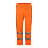 AYKRM Regenhose Fahrrad Warnschutz Regen-Latzhose orange warnregenhose Arbeitshose Regenhosen für Herren