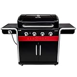 Char-Broil Gas2Coal 440 Hybrid Grill - 4 - Brenner Gas & Kohlegrill mit Seitenbrenner, Schwarz