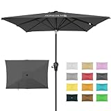 HOMEDEMO Sonnenschirm Balkon Rechteckig 210x140 cm mit 6 Rippen, Schirm groß Gartenschirm Marktschirm, Terrasse, Tischschirm, Strandschirm, Anthrazit Schutz 50+ Knickbar Neigbar Sonnenschutzschirm