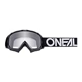 O'NEAL | Motocross-Brillen-Ersatzteile | Motorrad Enduro | Modernes Rahmendesign, Glas aus hochwertiger 1,2 mm-3D-Linse, 100% UV-Schutz | B10 Youth Goggle Solid | Schwarz Weiß | One Size