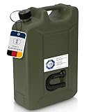 hünersdorff 802010 Kraftstoff-Kanister Profi 20L für Benzin, Diesel und andere Gefahrgüter, UN-Zulassung, Made in Germany, TÜV-geprüfte Produktion, oliv