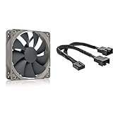 Noctua NF-P12 redux-1700 PWM, Hochleistungs-Lüfter, 4-Pin, 1700 RPM (120mm, Grau) & InLine 33328Y Y-Kabel für Lüfter PWM, 4pol Molex 1 Stecker / 2 Buchse, 0,15m