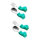 Sosoport 2 Sätze Set aus Löffel und für Babys Esslernbesteck kindergeschirrsets babywip wc Mini Entwöhnung Trainingsgeschirr Werkzeug zum Füttern von Babys Rostfreier Stahl