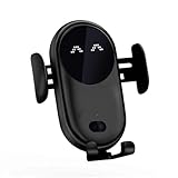 Handyhalterung Auto mit Ladefunktion, Auto-Drahtlos-Ladegerät Handyhalter, Induktive Ladestation Auto, Dual-Coil Wireless Charger Auto, 360° Drehbar Handyhalter für Auto Lüftung (Schwarz)