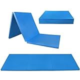 ALPIDEX Klappbare Turnmatte 180 x 60 x 3,2 cm Weichbodenmatte Gymnastikmatte Sportmatte, Farbe:blau