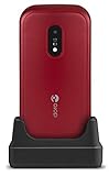 Doro 6040 2G Dual SIM Clamshell Big Button Handy für Senioren mit 2,8 Zoll Bildschirm, GPS-Lokalisierung und Halterung im Lieferumfang enthalten (rot) [UK und Irish Version]
