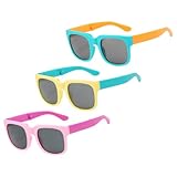 MUCKLILY 3Paare Süße Faltbare Sonnenbrille für Jungen UV Schutzbrille für Sommer Fotorequisite