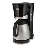 KHG Kaffeemaschine TKA-101SS aus Kunststoff/Metall in schwarz/silberfarben, mit Thermoskanne 1 Liter, Kapazität für 8 Tassen, abnehmbarer Permanentfilter, Wasserstandsanzeige, Tropfstopp