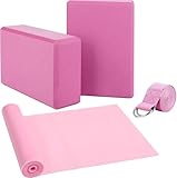 MAOMUN 6 Yoga Block 2er Set mit Yoga Gurt und Fitnessbänder, Anti-Rutsch Pilates Set Yogablöcke Blöcke, Weiches Leichtes Blocks Klotz für Balance Stretching Pilates