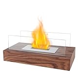 Olvy Tischkamin Holz - Tischfeuer - 35CM - Bioethanol Kamin für Indoor & Outdoor - Unendliche Brenndauer & Lagerfeueratmosphäre - Wärmendes Balkonfeuer - 35x18x14cm