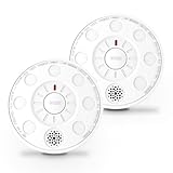 Rauchmelder für Zuhause 2‑er Set – Optischer Sensor, 10 Jahre Batteriebetrieb, Test‑/Stummschalt-Taste, Niedriger Batteriestand-Warnung, Zuverlässiger Brandschutz