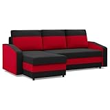 Mebligo - Ecksofa mit Schlaffunktion und Bettkasten Orion, Eckcouch Universelle Seite, Sofa L Form (BxTxH) 231 x 140 x 85 cm, Couch Wohnzimmer, Ecke Sofa, Schwarz + Marineblau (Mikro 15 + Mikro 22)